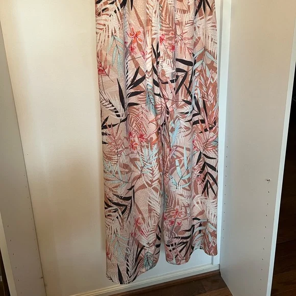 Guess Tropical Pink Wide Leg with Split Pants Small - Picture 4 of 10